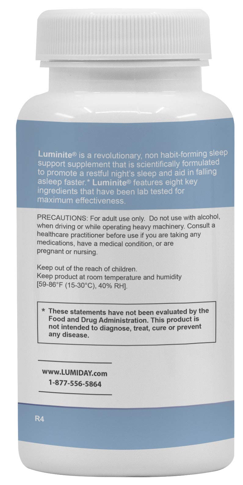Luminite Sleep Support Capsule Nighttime Sleep Aid Supplement L-Tryptophan, Melatonin, Chamomile, Non-Habit Forming — 60 Capsules