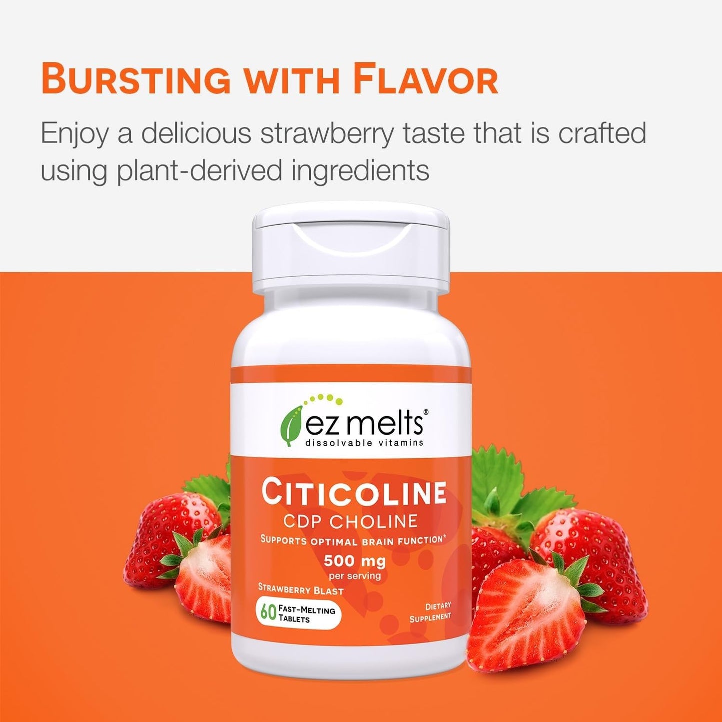 EZ Melts Citicoline Brain Health & Memory Support Supplement Tablets, 120 Count