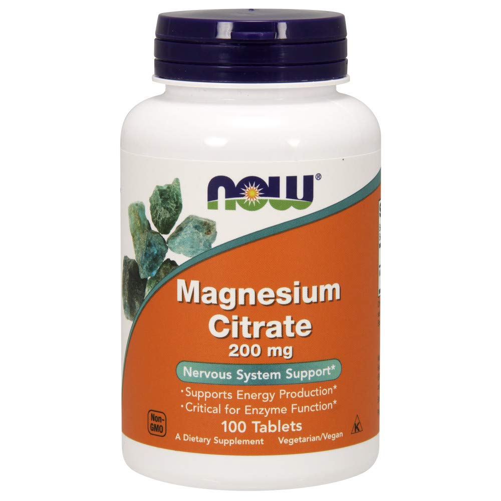 NOW Foods Magnesium Citrate 200 mg Tablet, 100 Count