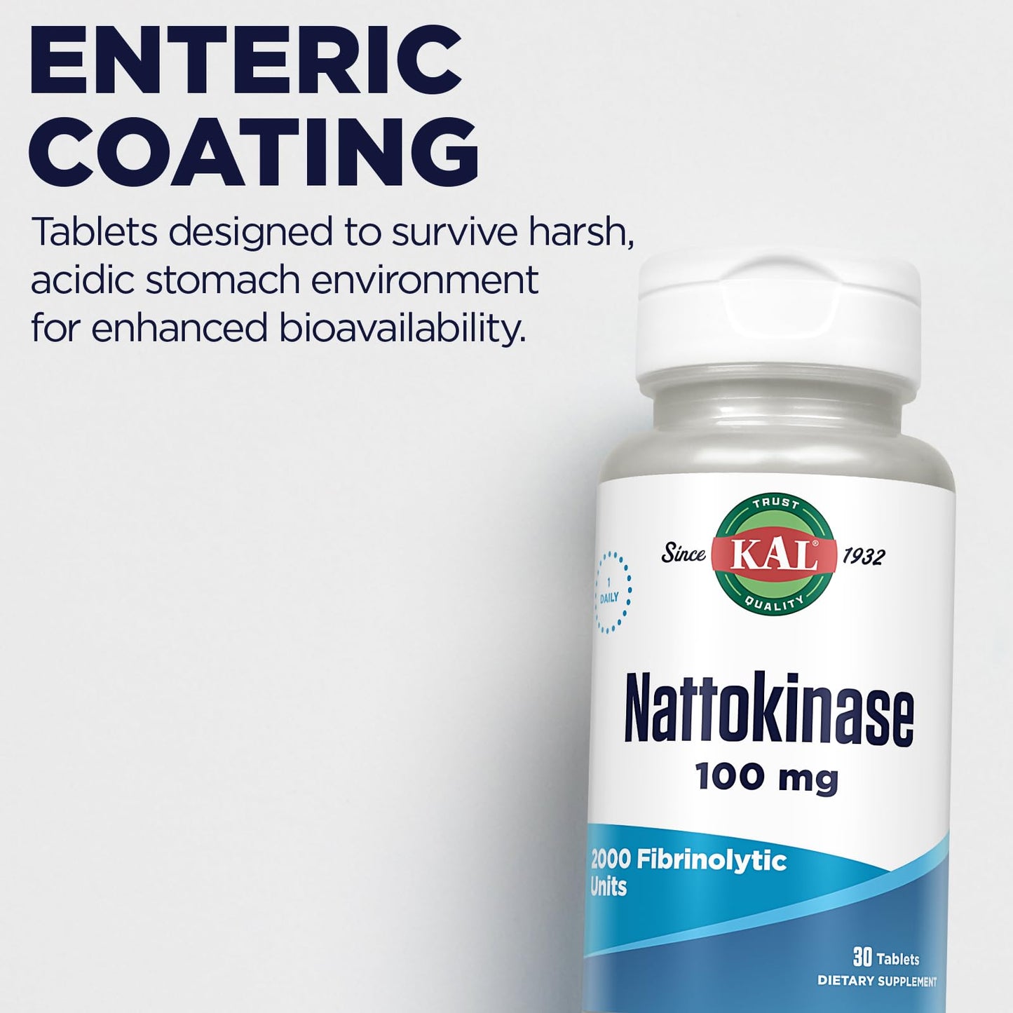 KAL Nattokinase 100 mg Tablets, 30 Count