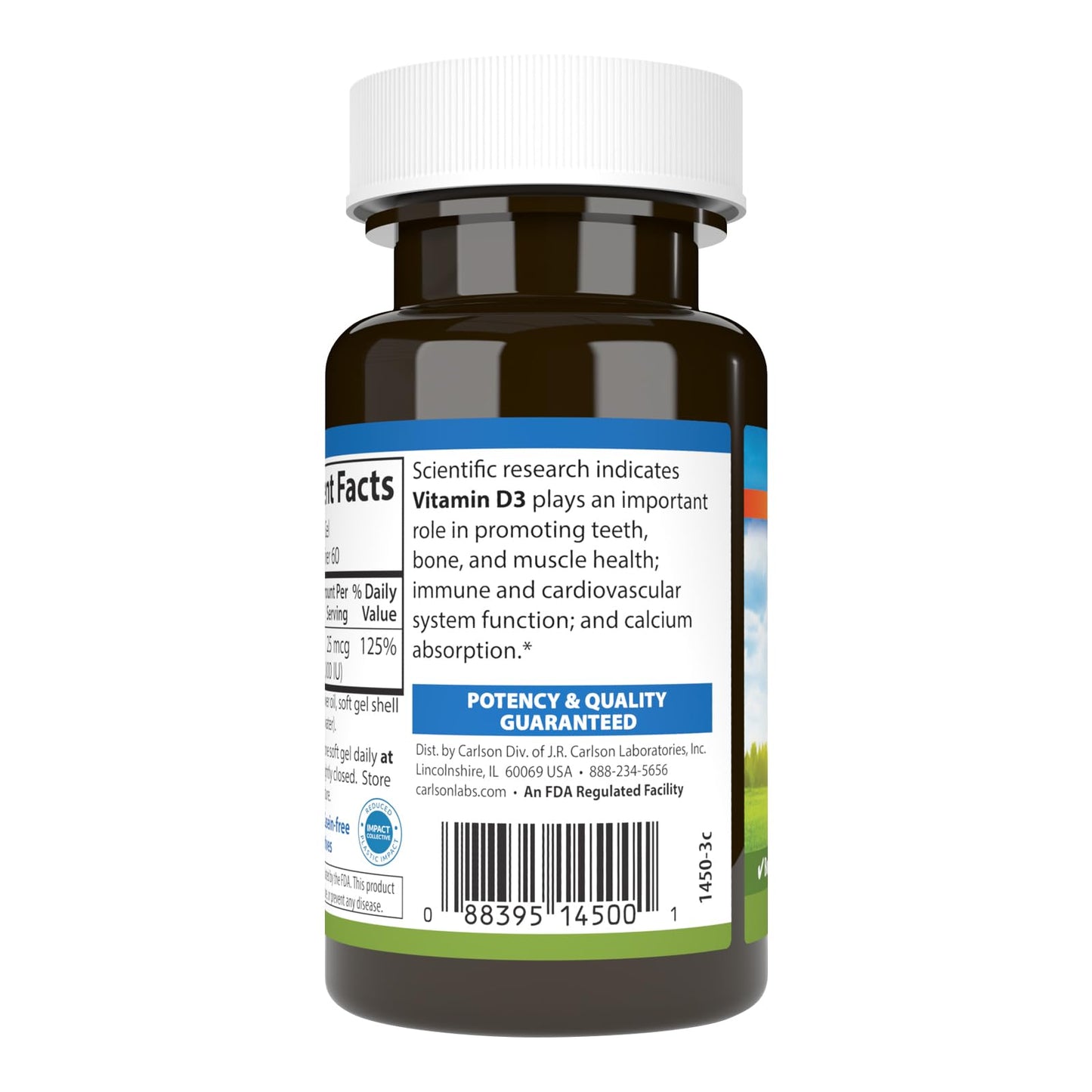 Carlson Vitamin D3 1000 IU (25 mcg) Softgels 60 Count