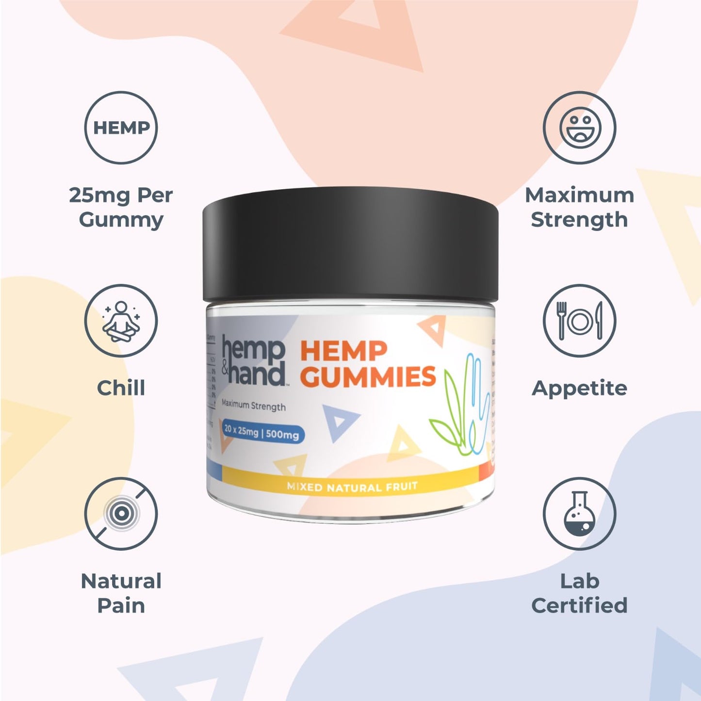 Hemp & Hand Hemp Gummies 500mg, 1200 Count