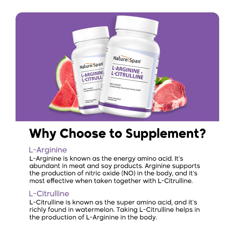 NATURESPAN L-Arginine + L-Citrulline, Eggplant Care, 60 Capsules