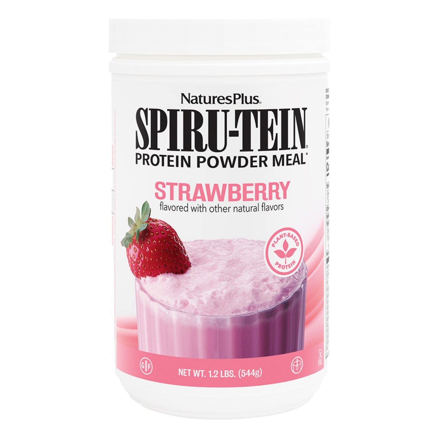 NaturesPlus SPIRU-TEIN Strawberry Plant-Based Protein Shake Powder 19.2 oz