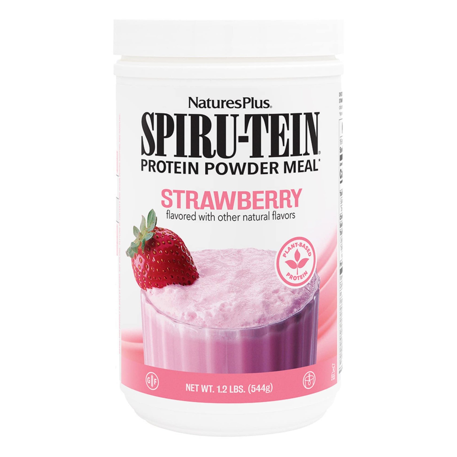 NaturesPlus SPIRU-TEIN Strawberry Plant-Based Protein Shake Powder 19.2 oz