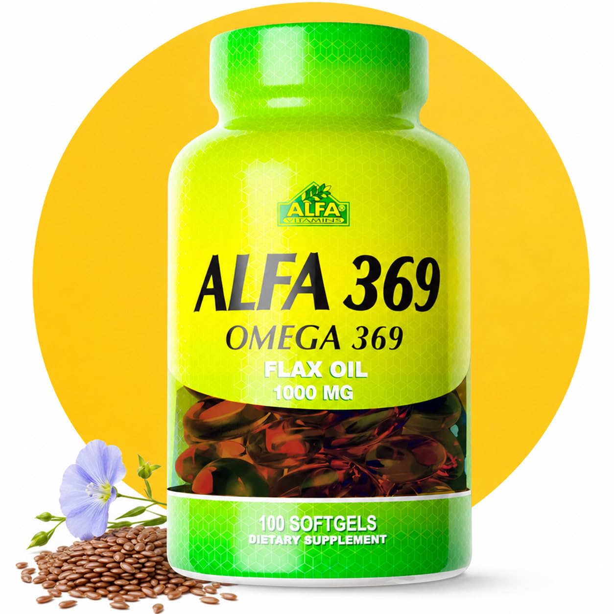 ALFA VITAMINS Alfa 3-6-9 1000 Mg Nutrition Supplement Softgels 100