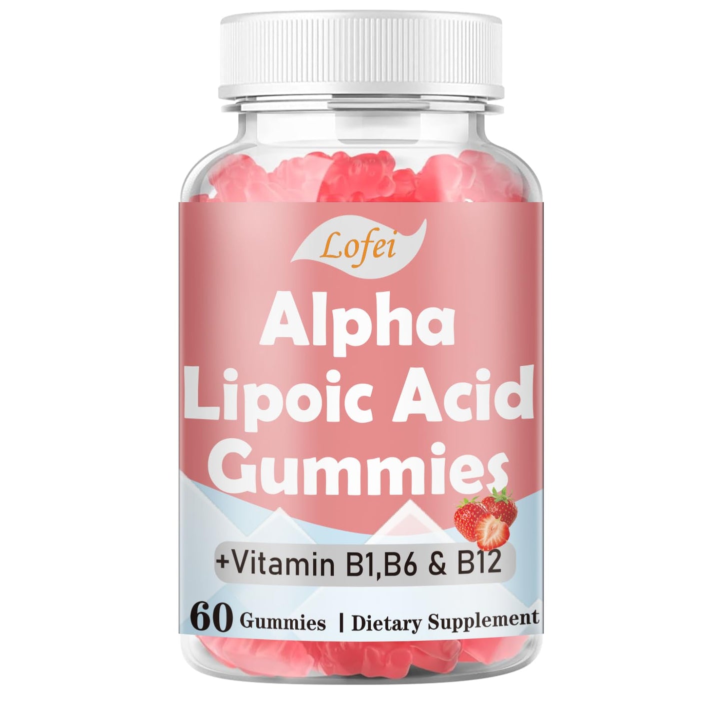 Lofei Alpha Lipoic Acid Gummies 600mg with Vitamin B1, B6 & B12, Sugar Free, 60 Gummies
