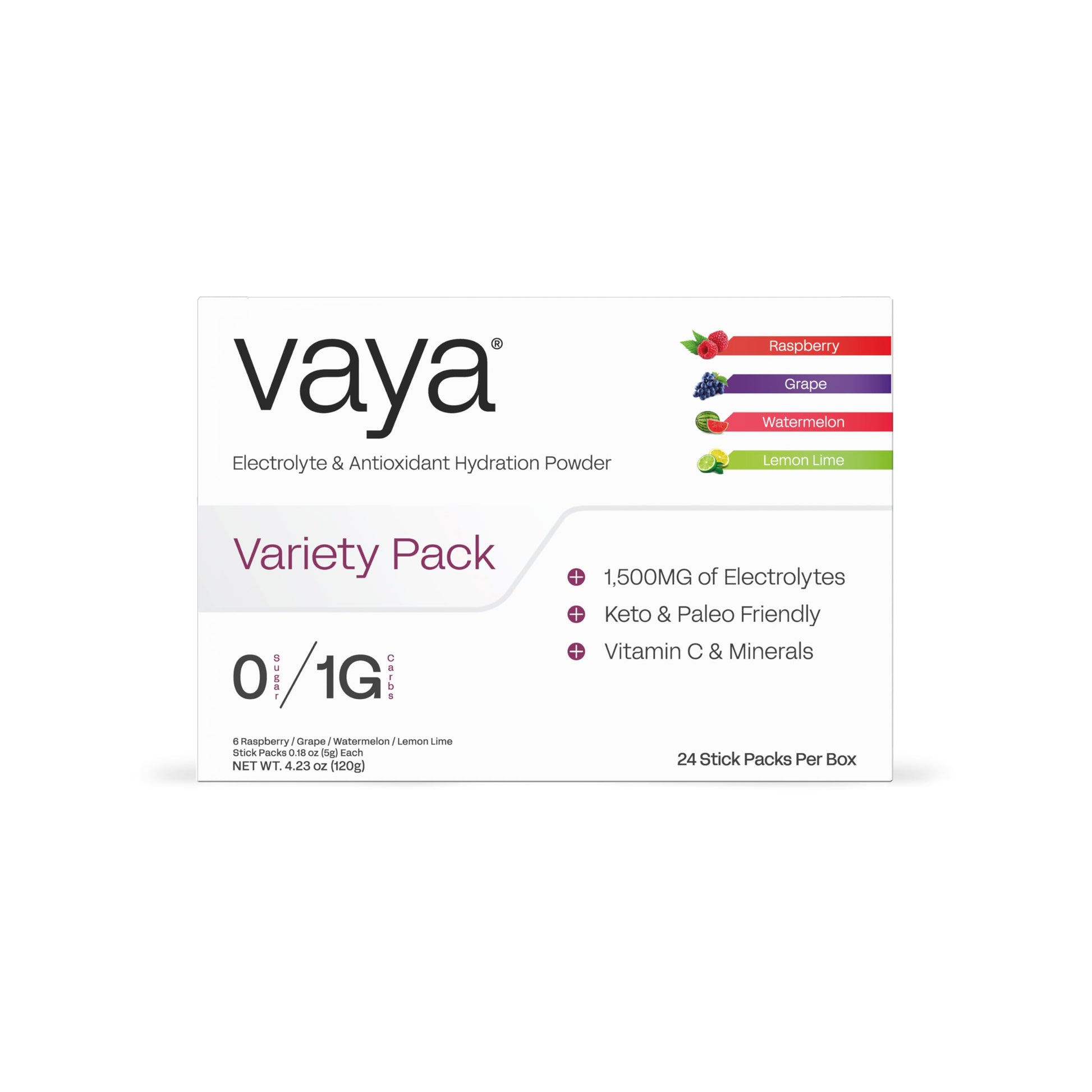 Vaya Sugar Free Electrolyte Powder Packets, 24 Pack