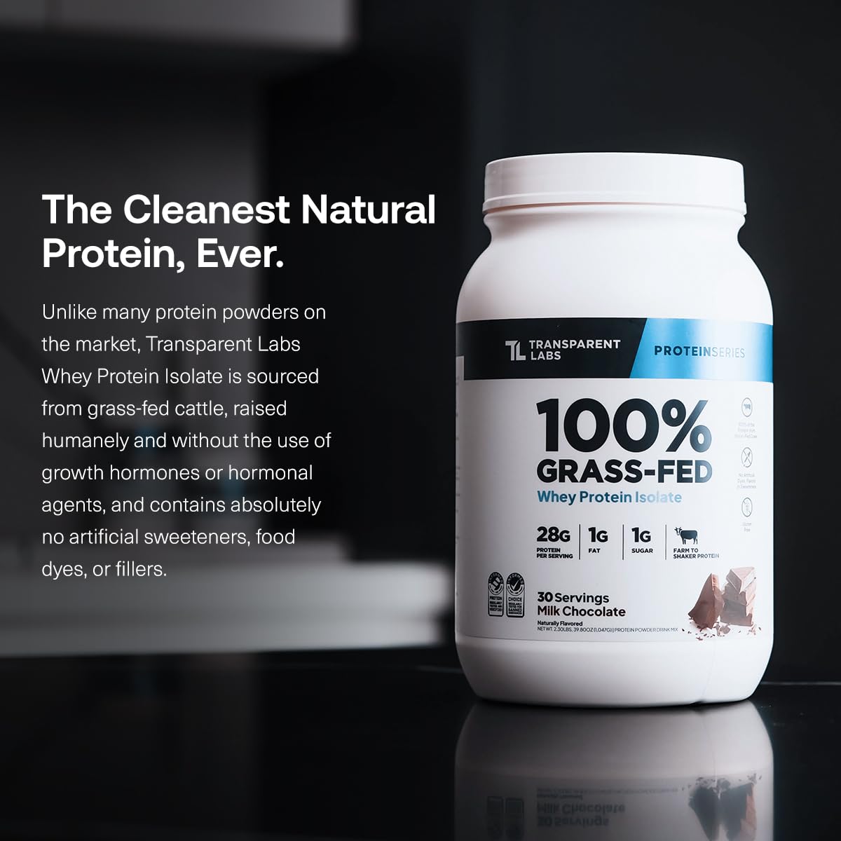 Transparent Labs Grass-Fed Whey Protein Isolate Powder, Natural Flavor, 5 Servings