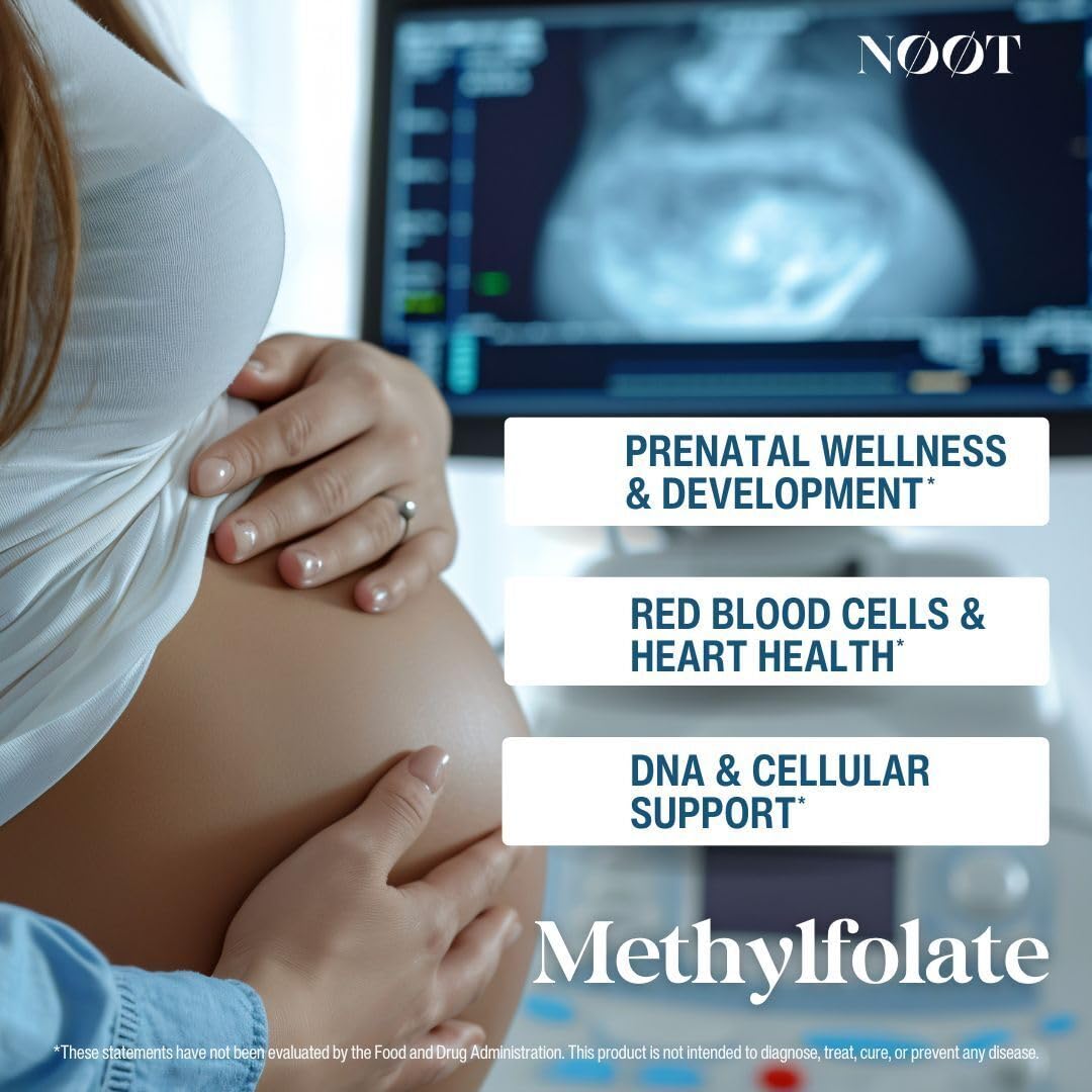 NØØT Organic Methylfolate 1000 mcg DFE, Plant-Sourced Folate with Naturally Occurring 5-MTHF Essential for Energy, Mood, Red Blood Cell Formation & Prenatal Readiness for Women & Men, Capsule, 90 Capsules