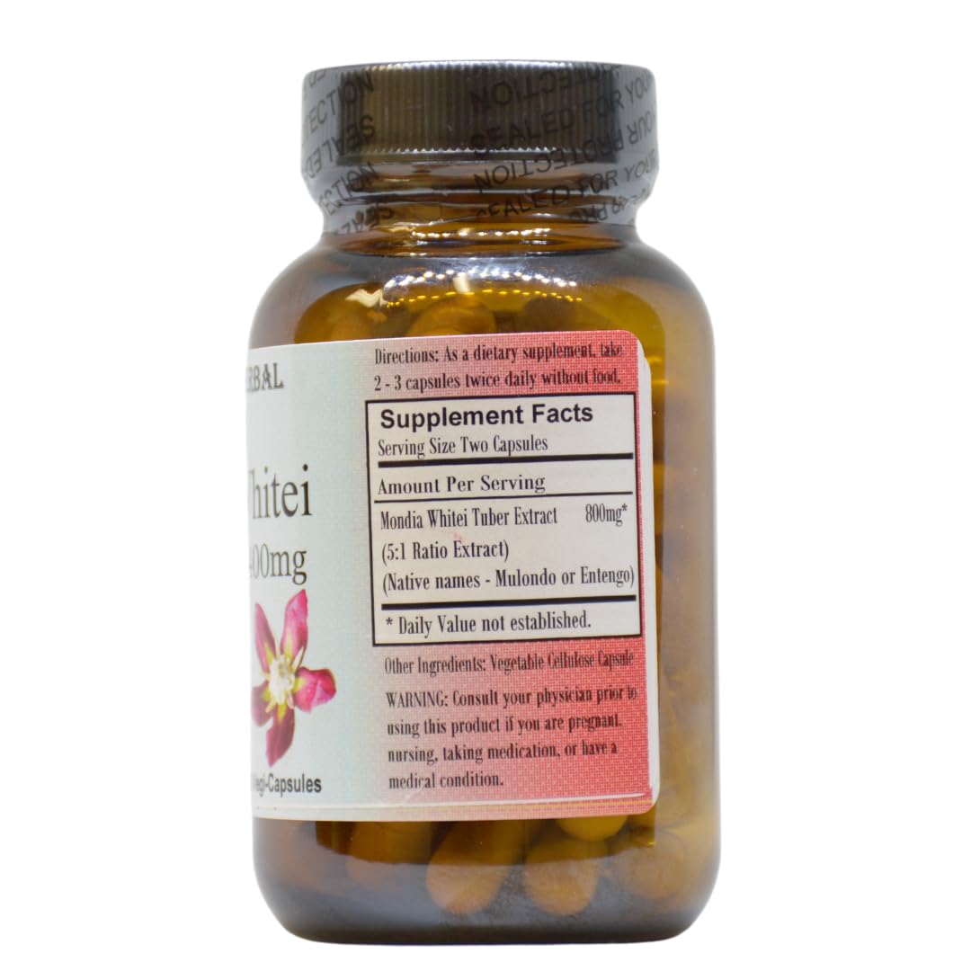 Barlowe's Herbal Elixirs Mondia Whitei 5:1 Extract 400mg Per Capsule, 60 Capsules