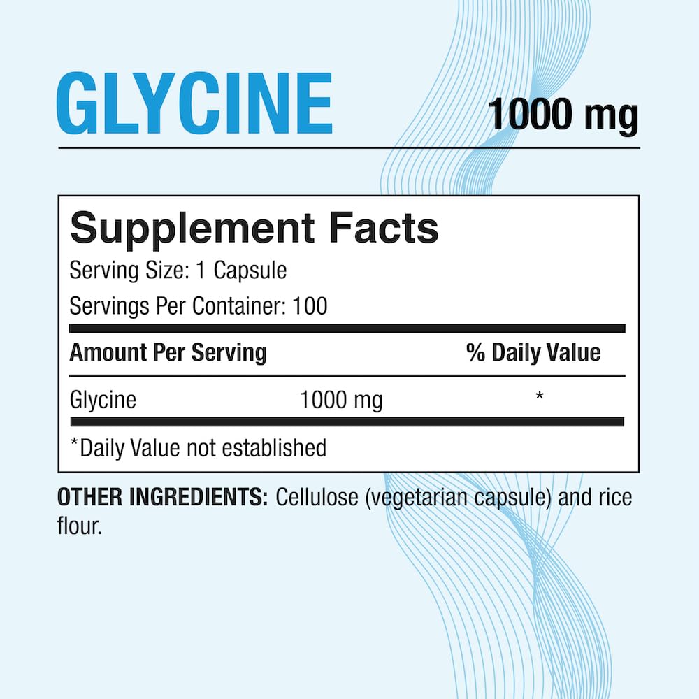 Puregen Labs Glycine 1000mg [High Potency] Total 300 Vegetarian Capsules, Promotes Healthy Rest | No Harmful Additives | Non-GMO, NO Gluten and Dairy | Made in USA