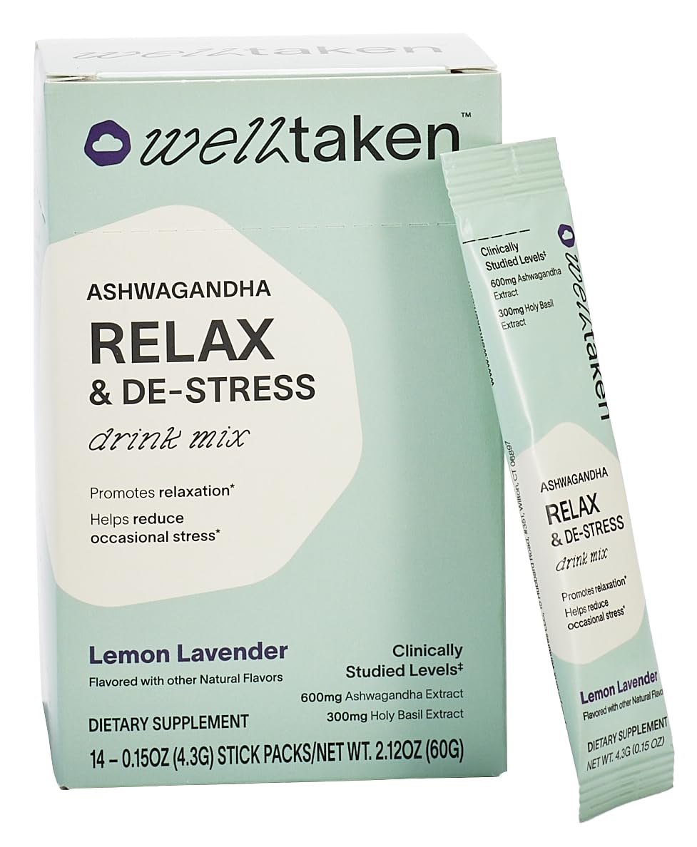 WellTaken Ashwagandha Relax & De-Stress Powder - Lemon Lavender, 14 Servings
