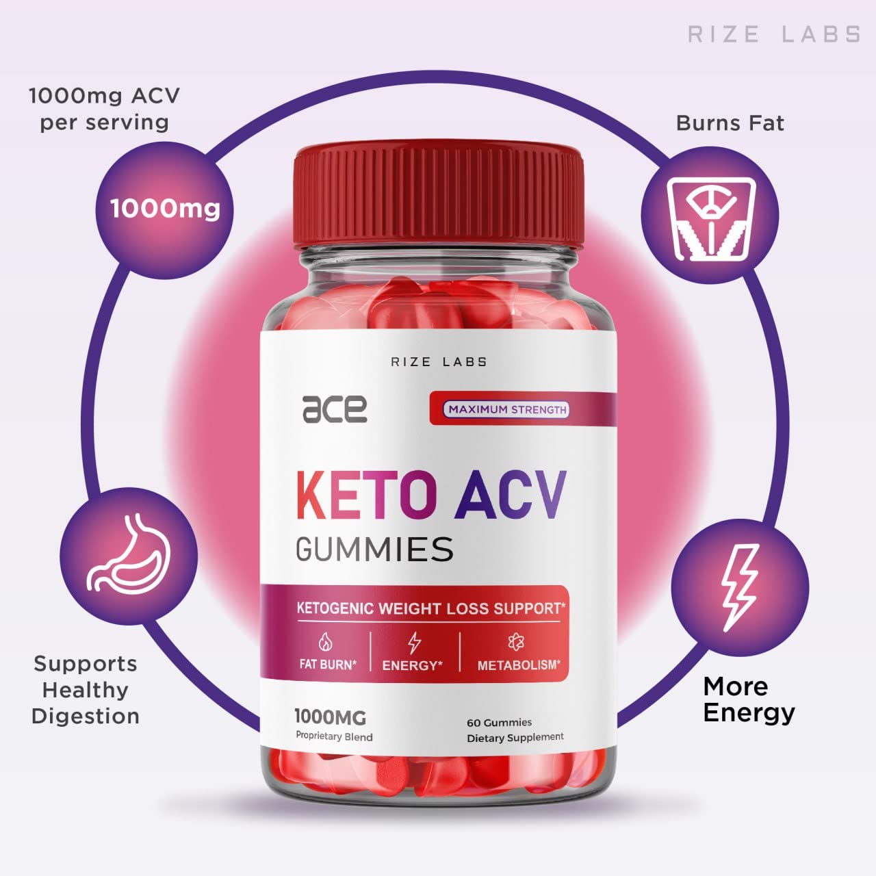 Rize Labs Ace Keto ACV Gummies for Advanced Weight Loss with Apple Cider Vinegar Supplement Belly Fat Extra Strength, 300 Gummies