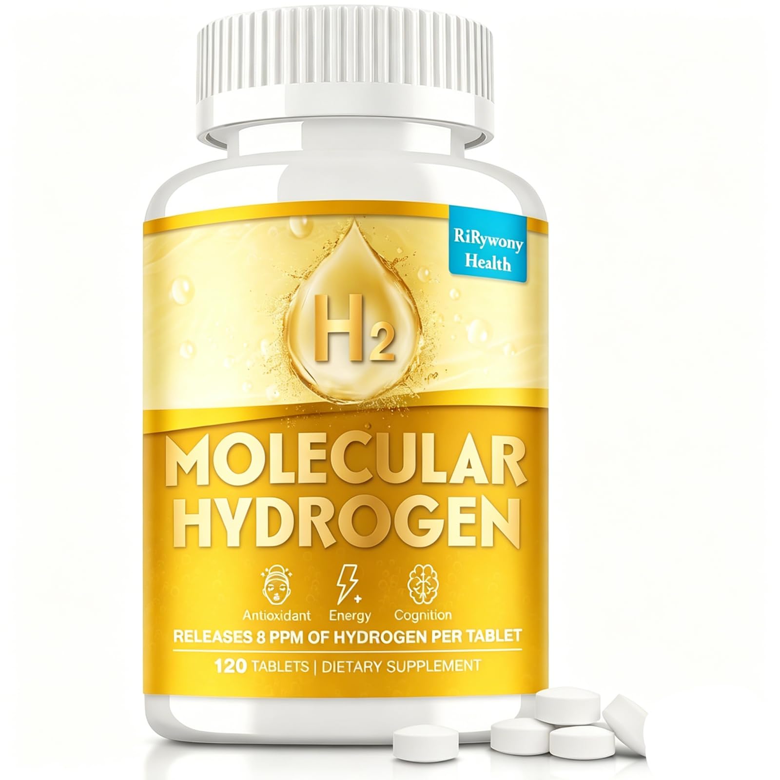 RiRywony Health Hydrogen Water Tablets Molecular Hydrogen for Drinking Water with Magnesium 80 Count