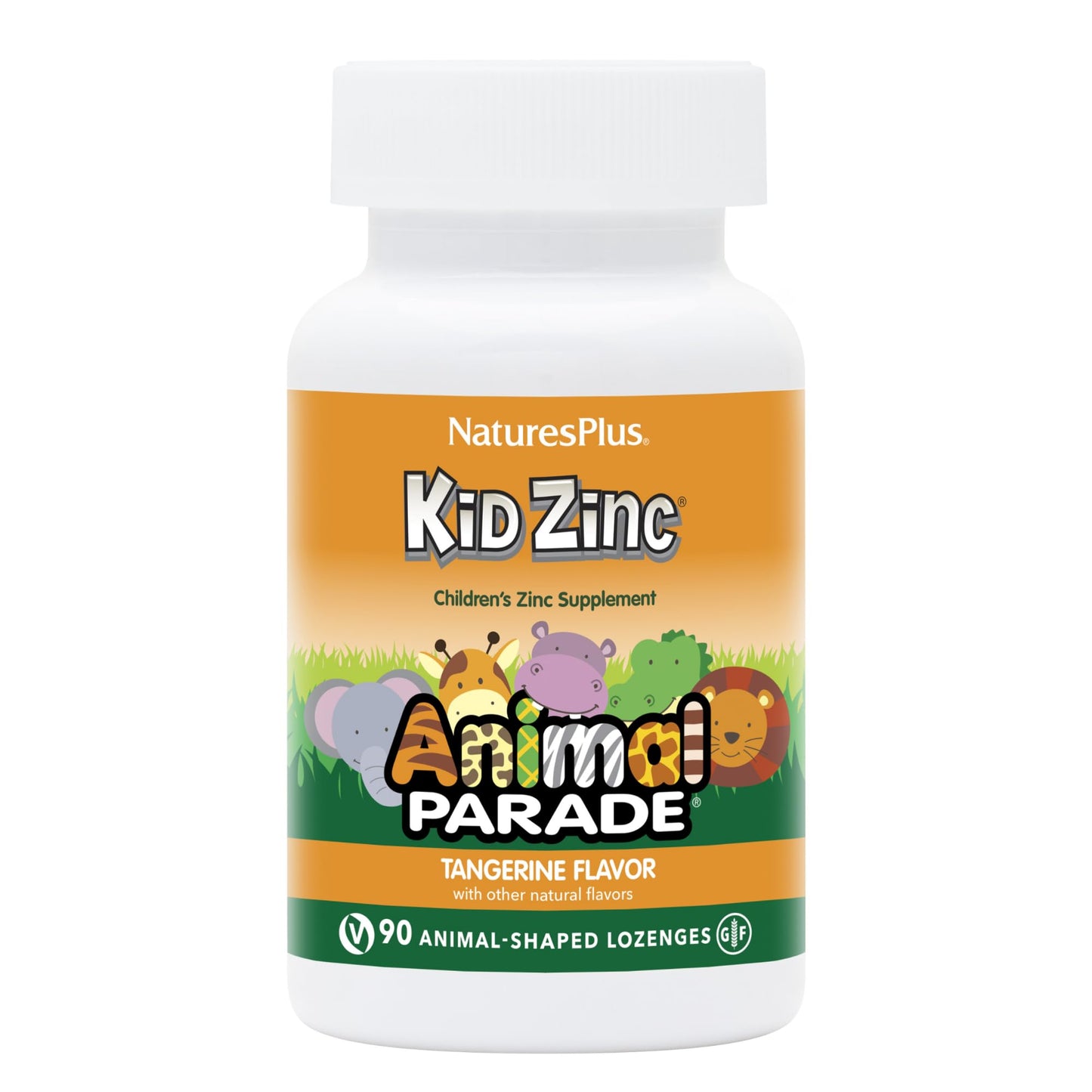 NaturesPlus Animal Parade KidZinc Lozenges, Tangerine Flavor, 90 Lozenges