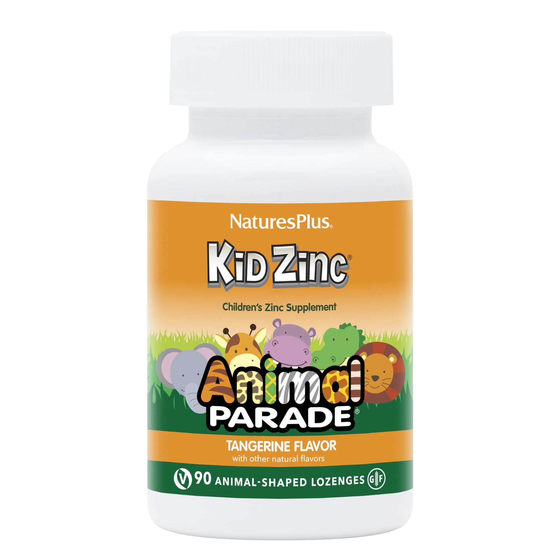 NaturesPlus Animal Parade KidZinc Lozenges, Tangerine Flavor, 90 Lozenges