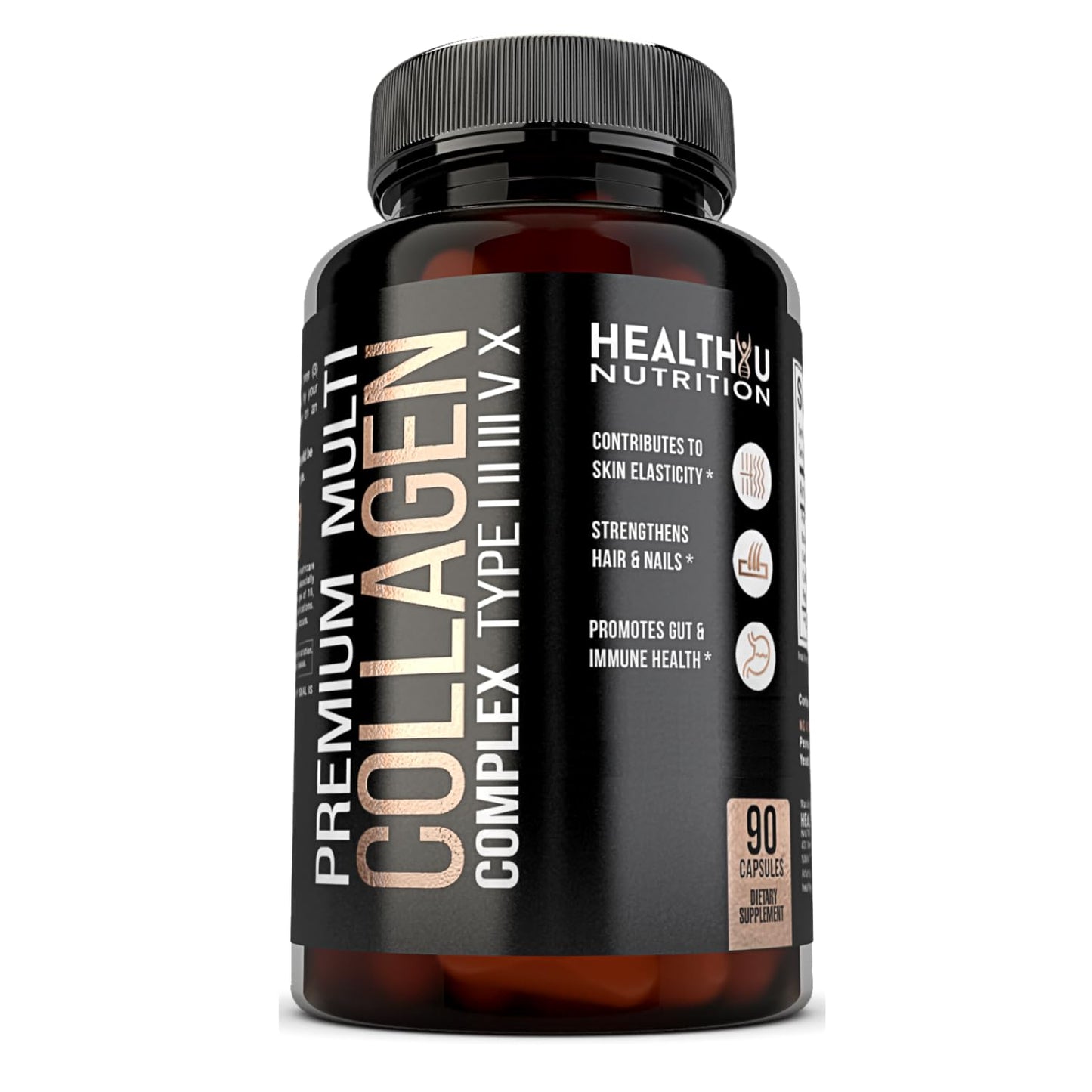 HEALTHYU NUTRITION Premium Multi Collagen Peptides Capsules, 90 Count