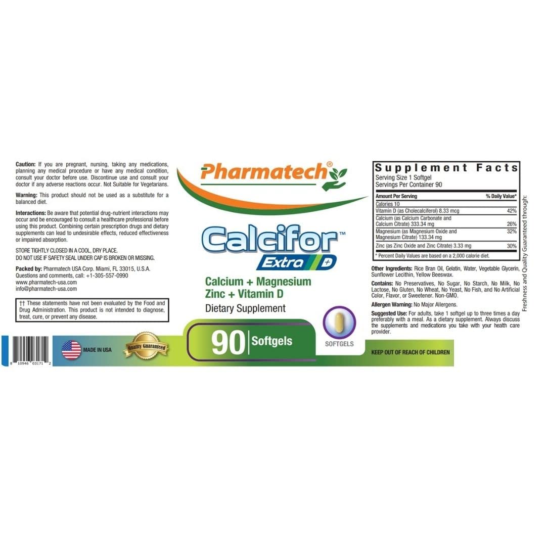 Calcifor Calcium Magnesium Zinc Plus Vitamin D3 Softgels, 90 Count