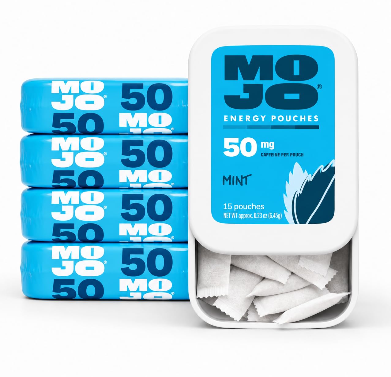 MOJO Energy 50mg Caffeine Pouches, Mint Capsules 75