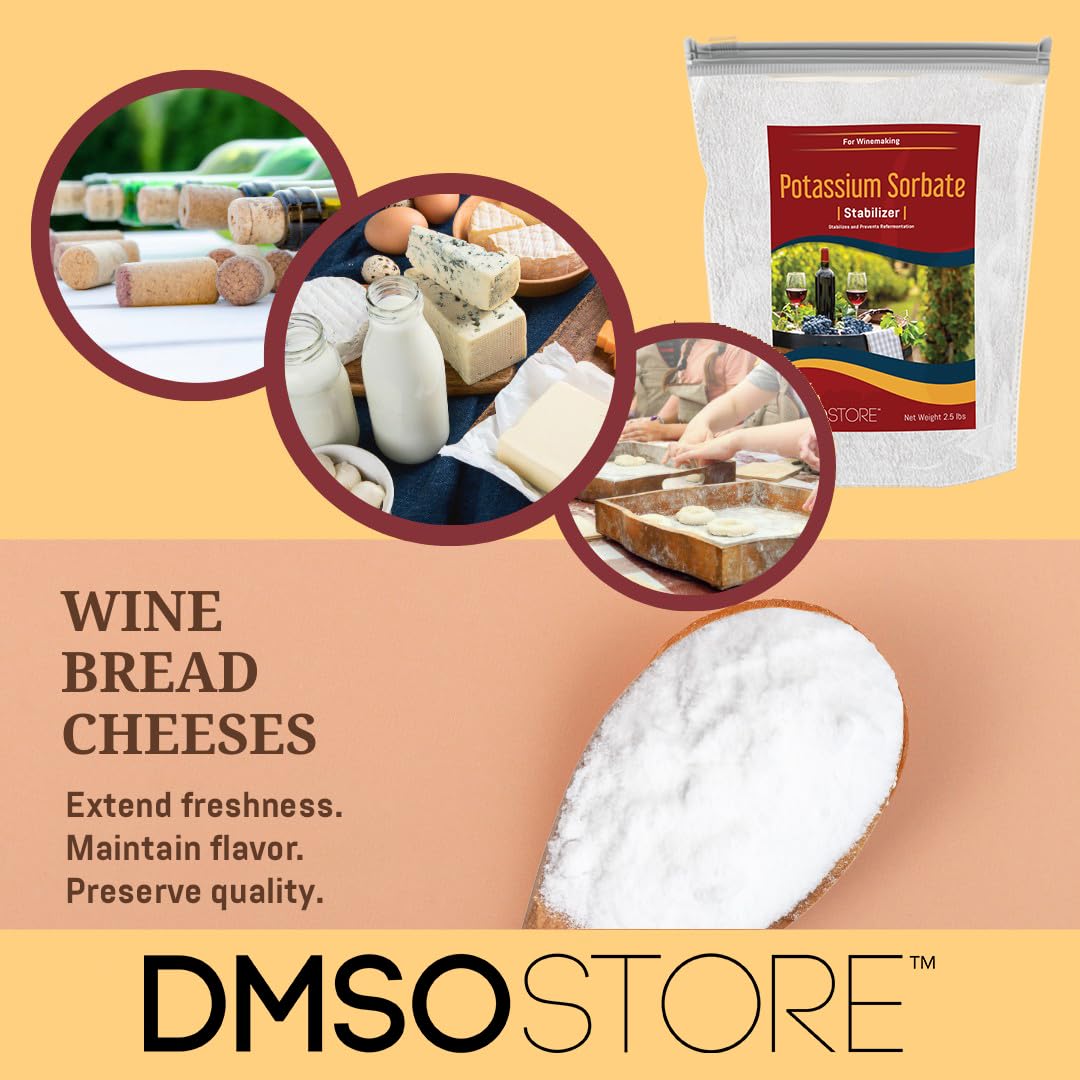 DMSOSTORE Potassium Sorbate Stabilizer for Wine Making Powder, 80 oz