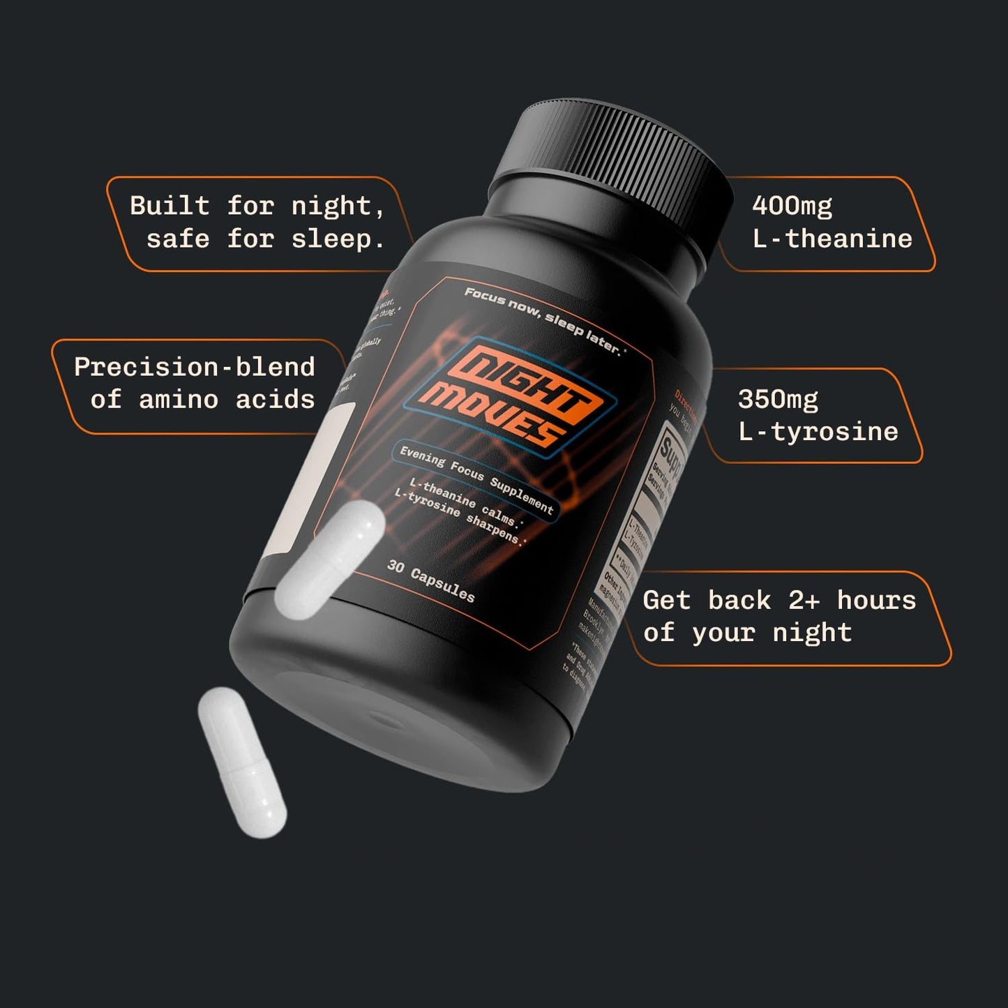 Night Moves Non-Caffeine Focus Supplement Capsule 30 Count