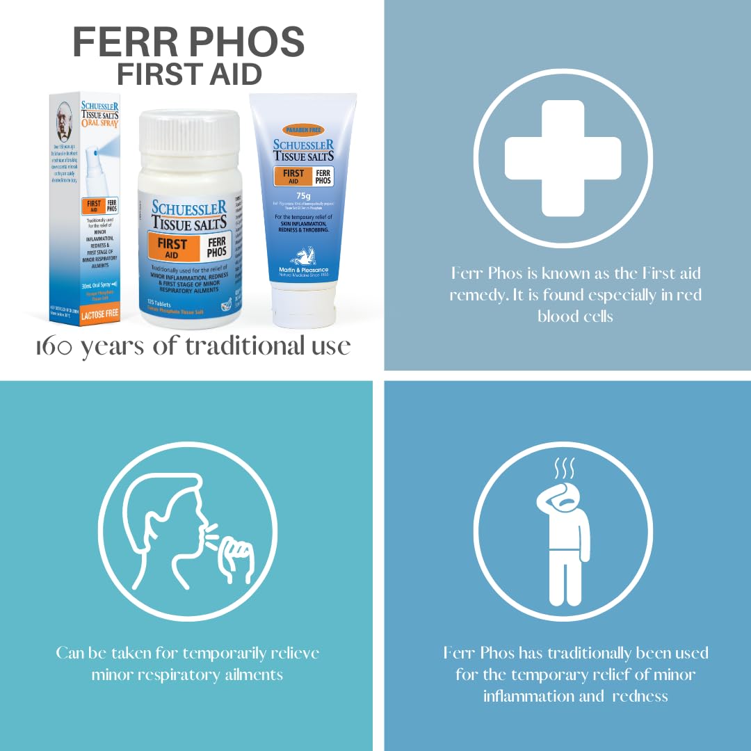Schuessler Tissue Salts Ferr Phos No. 4, 6X Cell Salts Tablets, 125 Count