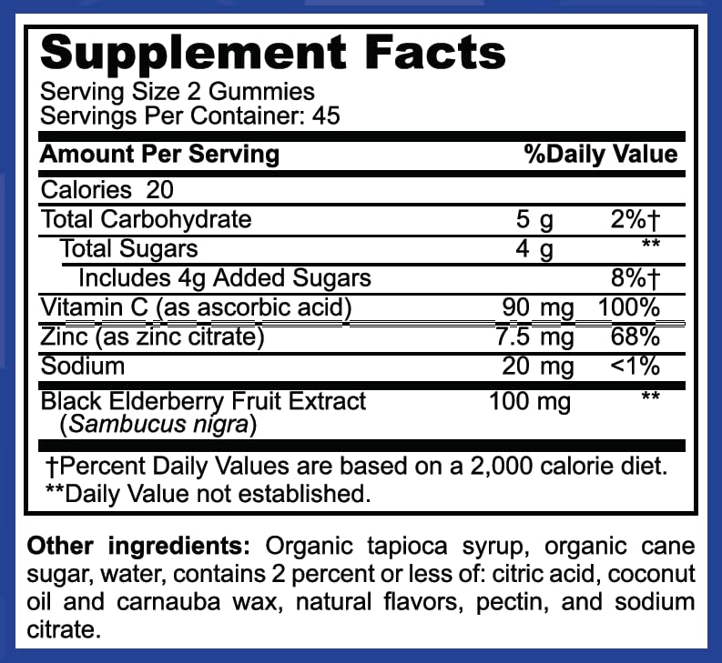 LifeSource Vitamins Elderberry Plus with Vitamin C and Zinc Gummy 1 Count