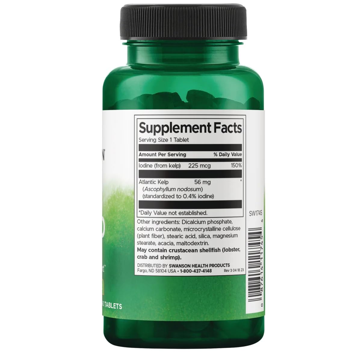 Swanson Kelp, Natural Iodine Source 225 mcg Tablets 500
