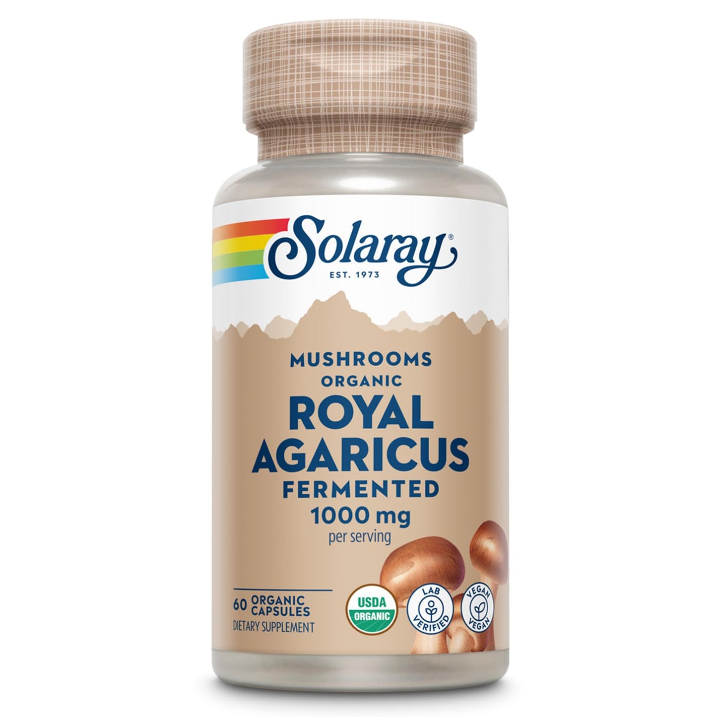 SOLARAY Fermented Royal Agaricus Mushroom 500 mg Capsule, 60 Capsules