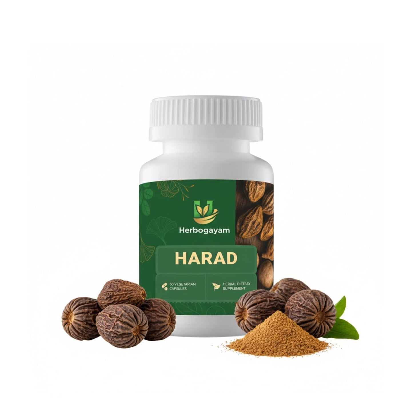 Herbogayam Haritaki Herbal Dietary Supplement Capsules, 500 mg per Serving, 60 Count