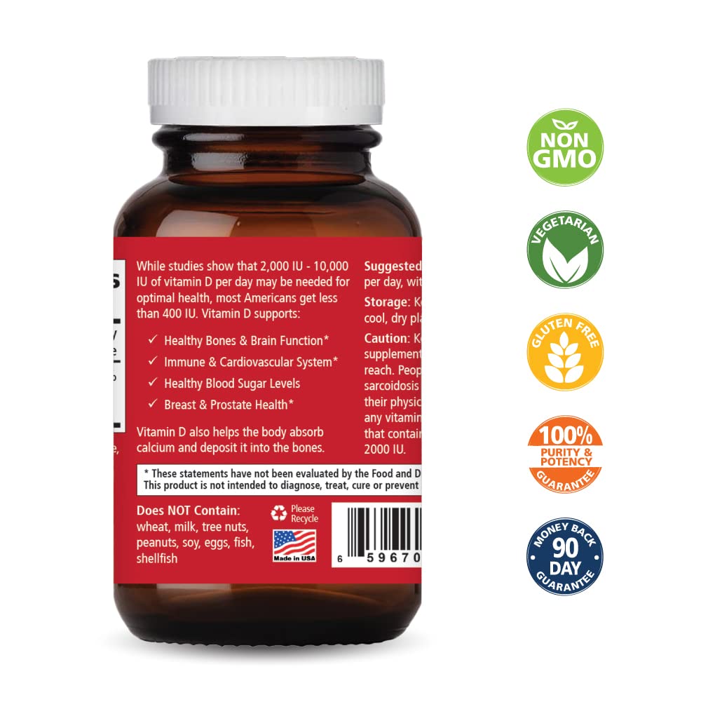 PURE ESSENCE LABS Vitamin D 2000 IU Capsule, 30 Capsules