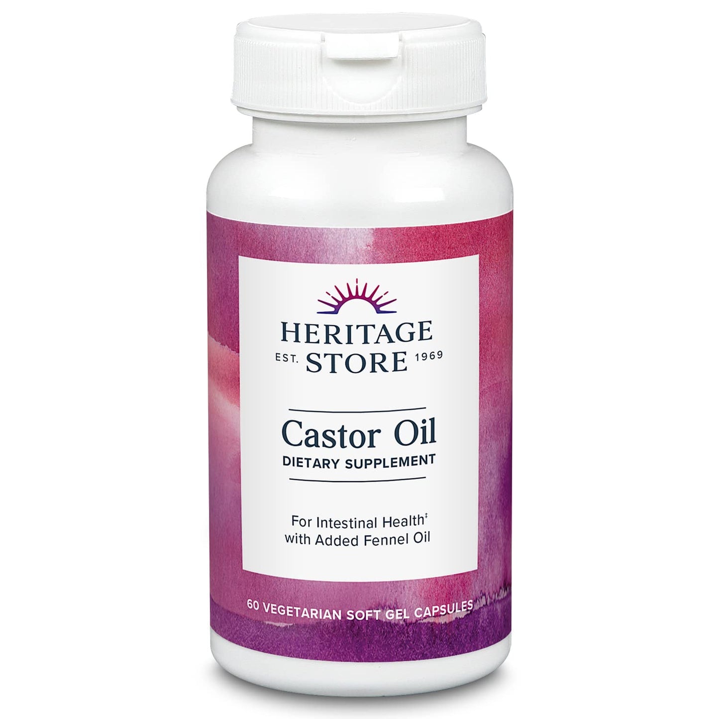 HERITAGE STORE Castor Oil Supplement 725 mg Capsules, 60 Count