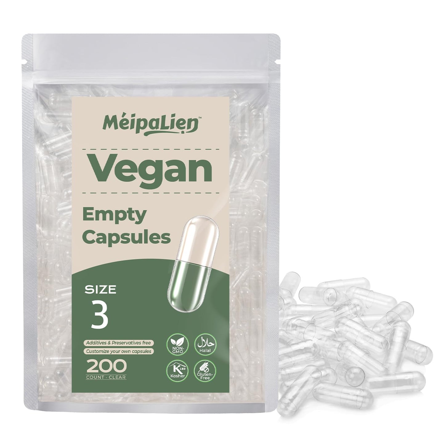 MéipaLien HPMC Empty Capsules 200 Count