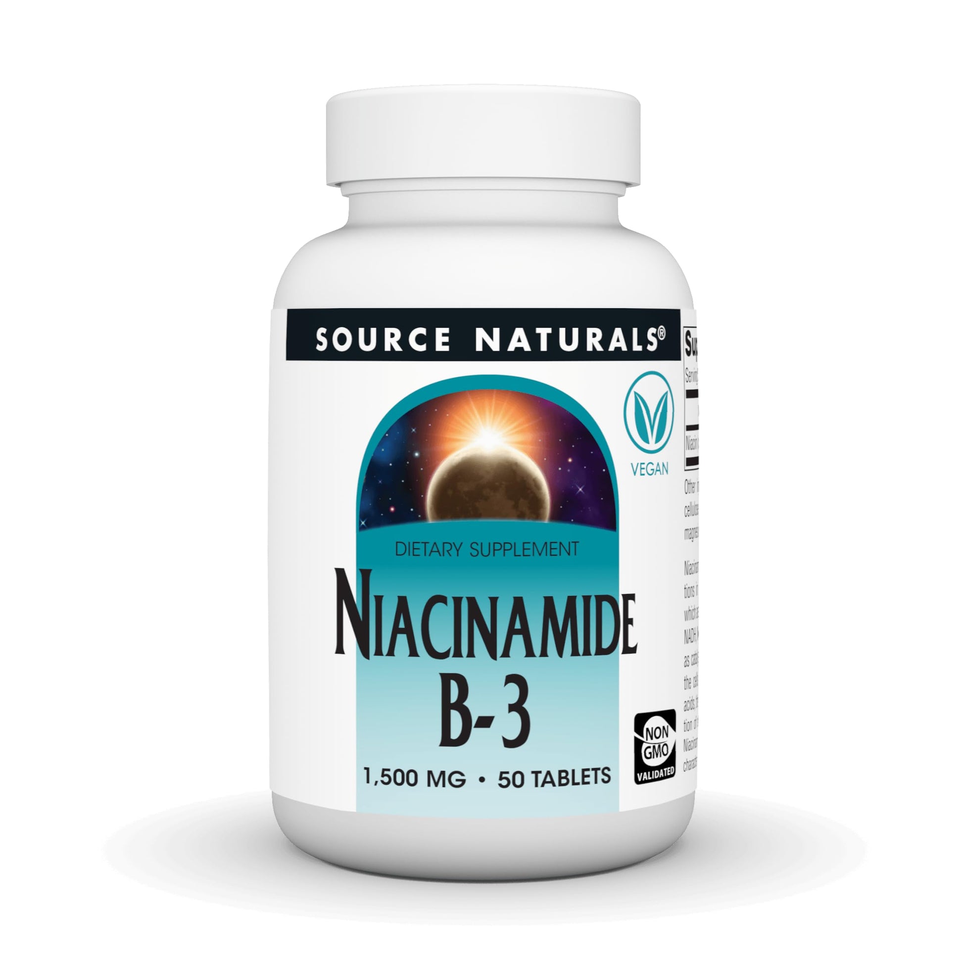 Source Naturals Niacinamide B-3, Vegan Vitamin B-3, 1500 mg Tablet, 50 Tablets