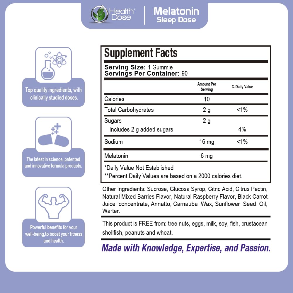 Health Dose Melatonin 6 mg Extra Strength Gummies, 270 Gummies