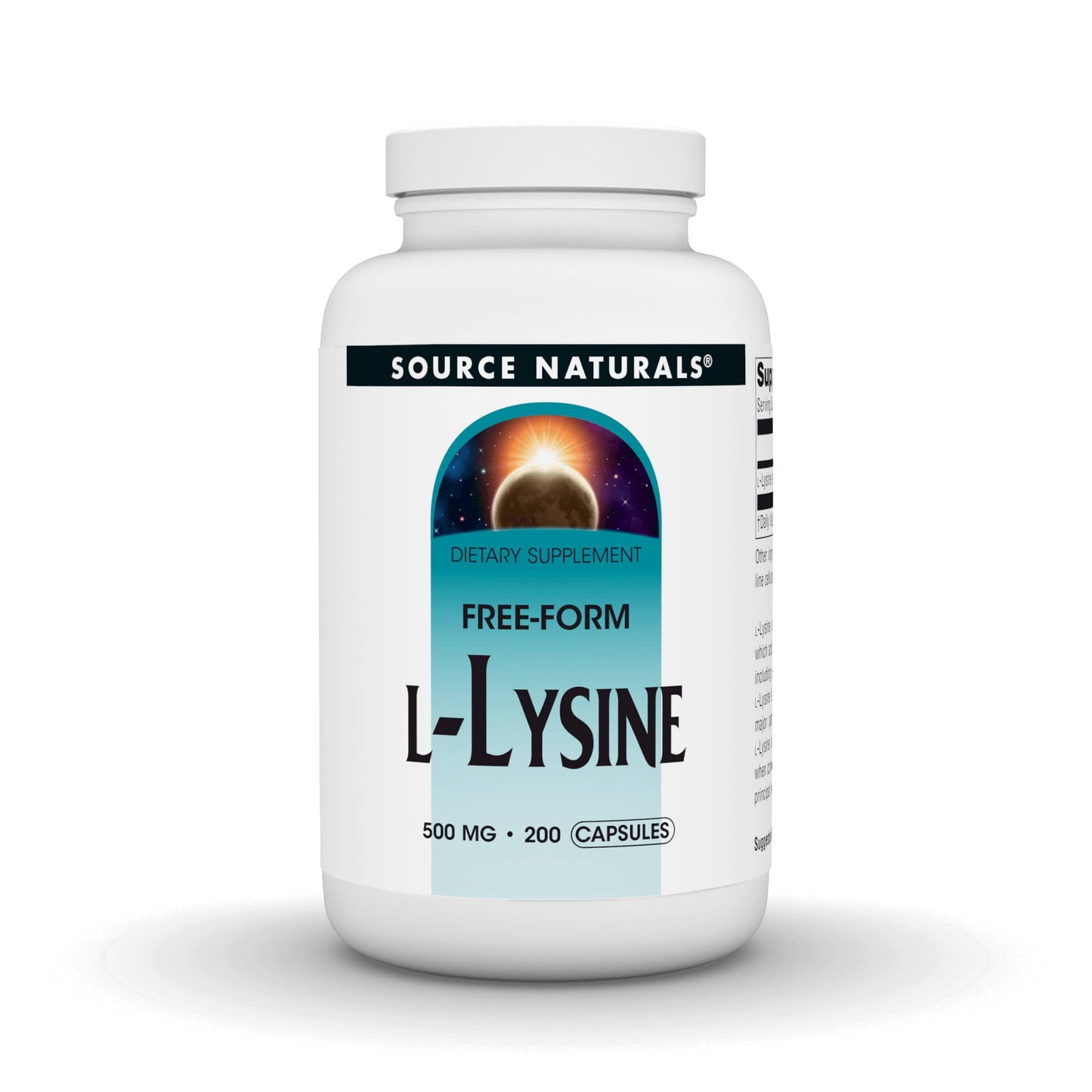 Source Naturals L-Lysine Free Form 500 mg Capsule, 200 Capsules
