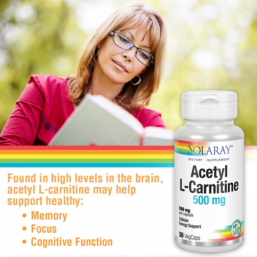 Solaray Acetyl L-Carnitine 500 mg Capsules, 30 VegCaps