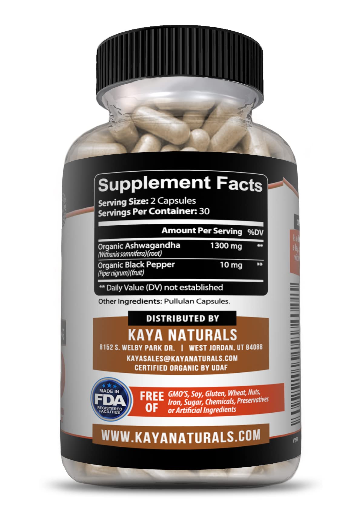 Kaya Naturals Ashwagandha Capsules 60 Capsules