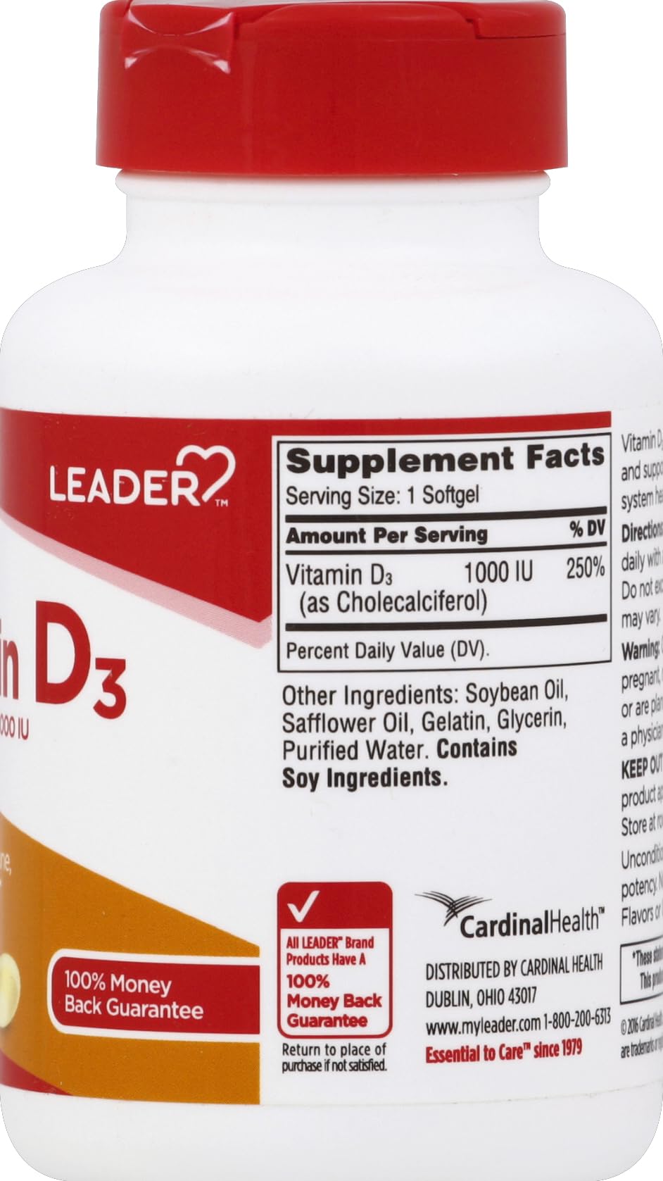 Leader Vitamin D 1000IU Softgels, 250 Count