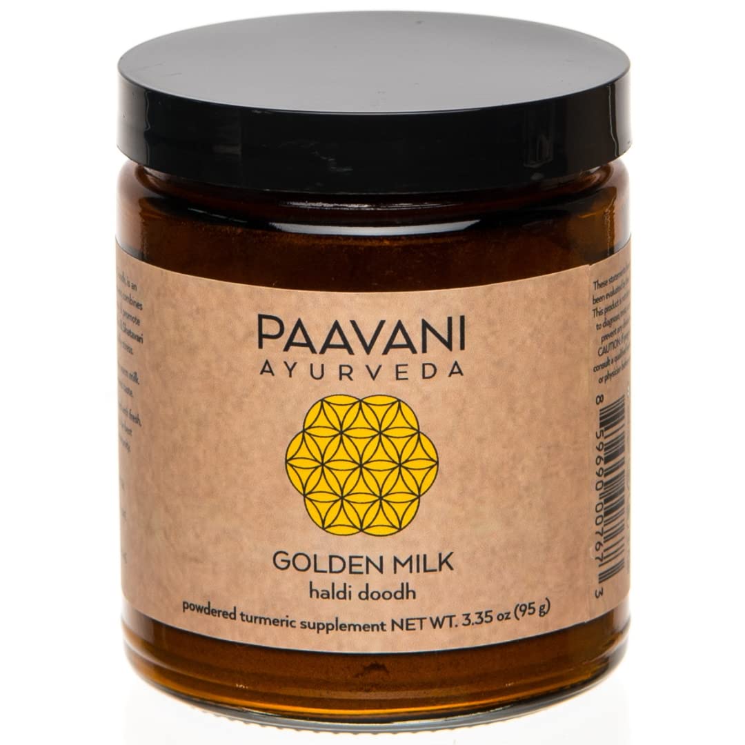 PAAVANI Ayurveda Golden Milk Turmeric & Ashwagandha Blend Powder 3.3 Ounce