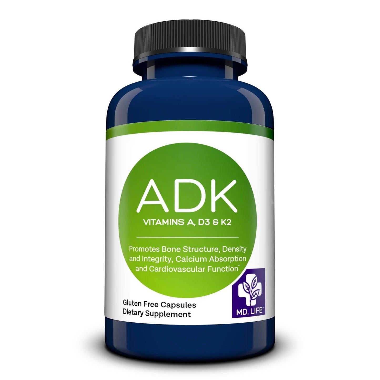 MD.LIFE ADK Vitamin Supplement with Vitamin D3 K2 and A Capsules, 30 Count