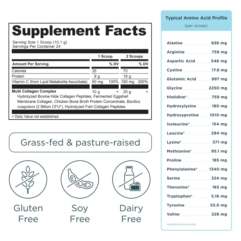 Ancient Nutrition Hydrolyzed Multi Collagen Peptides Powder, Unflavored, 24 Servings