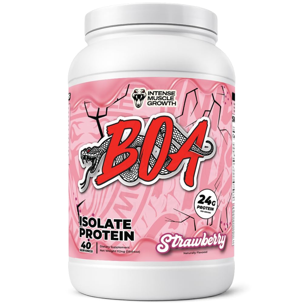 BOA Whey Protein Isolate Powder, Strawberry, 40 Servings