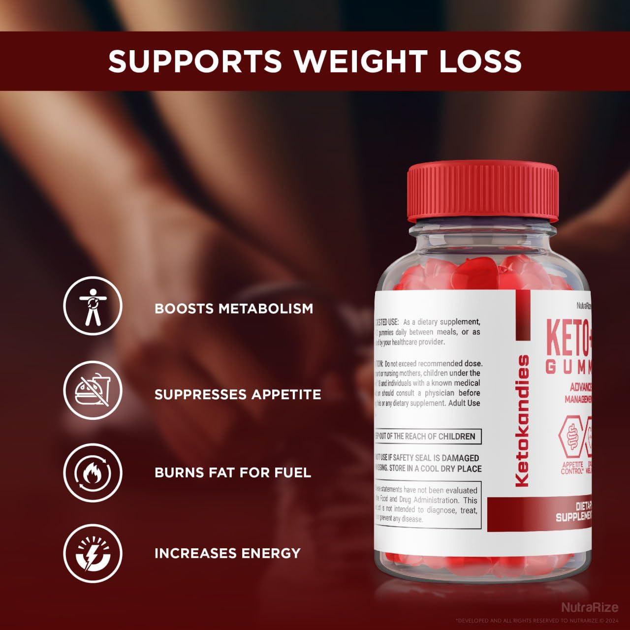 NutraRize KetoKandies ACV Keto Gummies, 300 Gummies