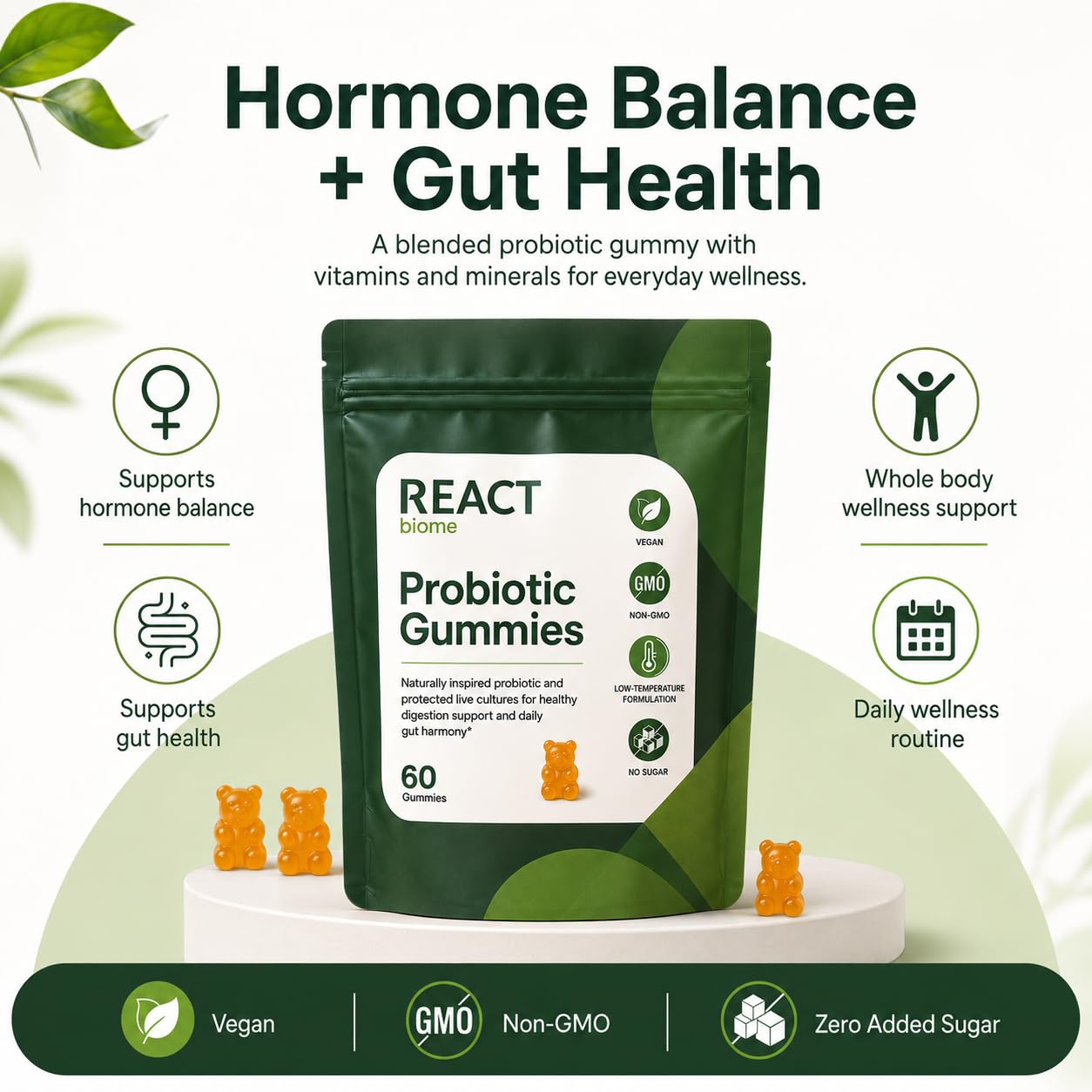 xsaucy React Biome Estrobolome Gummies, 60 Count