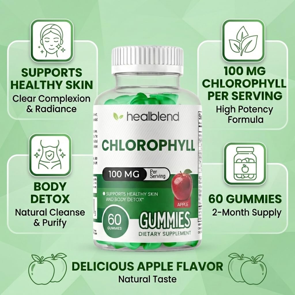 Healblend Chlorophyll Gummies 100mg, 60 Count