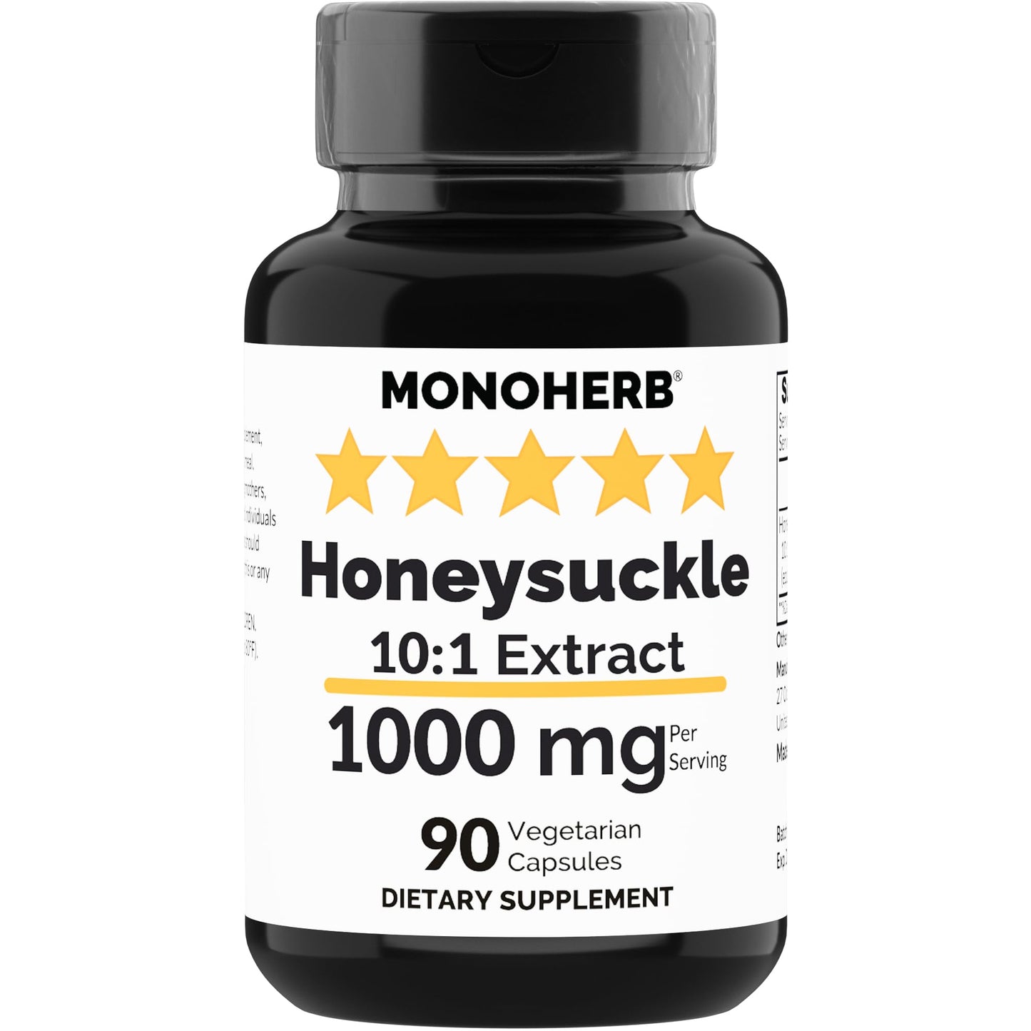MONOHERB Honeysuckle Extract 1000 mg Vegetarian Capsules, 90 Count