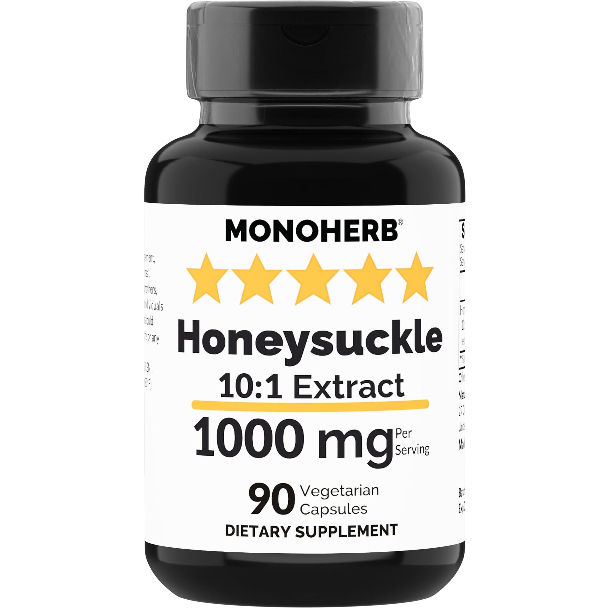 MONOHERB Honeysuckle Extract 1000 mg Vegetarian Capsules, 90 Count