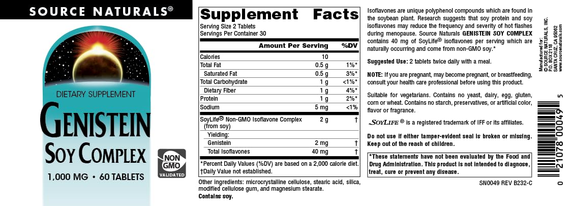 Source Naturals Genistein Soy Complex 40 mg Tablets, 60 Tablets
